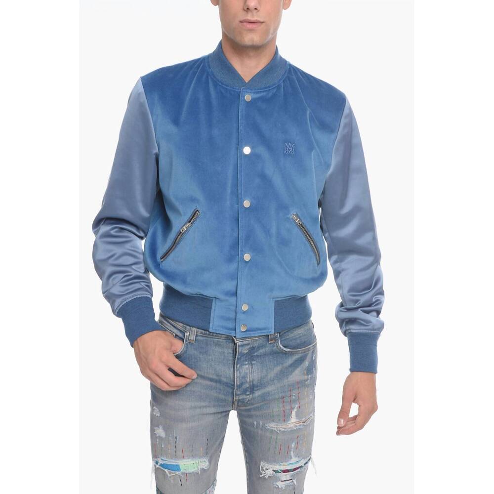 NEW AMIRI velvet satin bomber jacket in blue